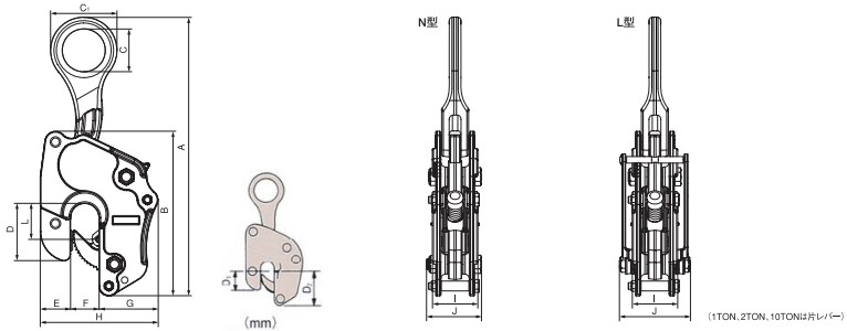 V-25型三木豎吊鋼板鉗結(jié)構(gòu)尺寸圖