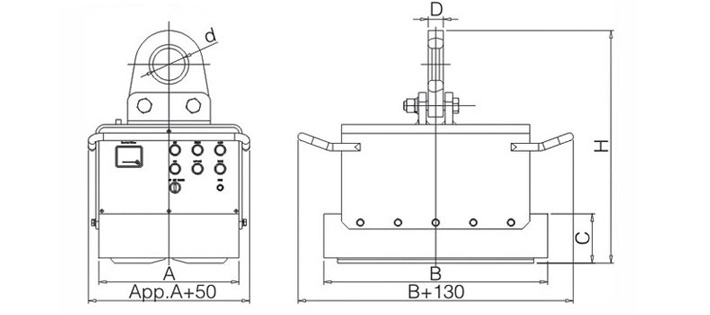 充電式電永磁起重器結構尺寸圖片