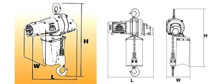 DU-825迷你環(huán)鏈電動葫蘆結(jié)構(gòu)尺寸圖