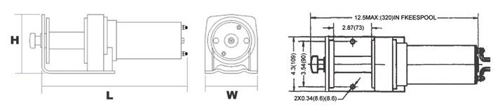 DU-2000沙灘車(chē)用電動(dòng)絞盤(pán)結(jié)構(gòu)尺寸圖