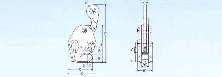 鷹牌GL型橫向起吊用夾鉗結(jié)構(gòu)尺寸圖片
