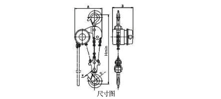 慢速電動環(huán)鏈提升機結(jié)構(gòu)尺寸圖片