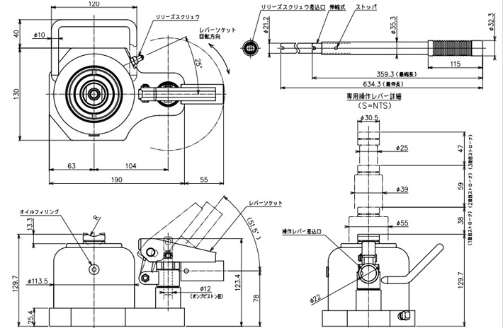 ED-30TS3三節(jié)迷你型千斤頂結(jié)構(gòu)尺寸圖片