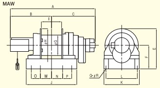 MAW型TKK低速電動卷揚(yáng)機(jī)尺寸圖二