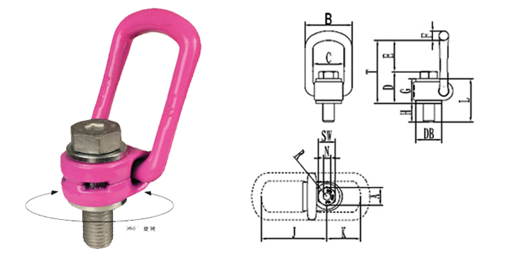 路德VLBG螺栓型旋轉(zhuǎn)吊環(huán)技術參數(shù)
