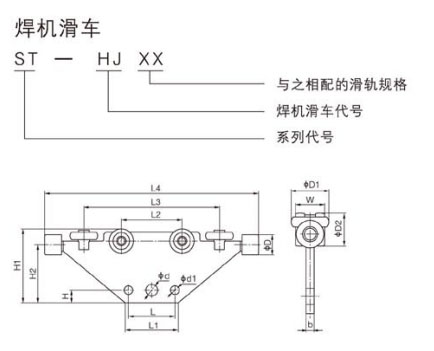 ST型焊機(jī)滑車(chē)尺寸圖