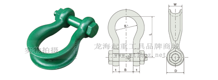 WRB輕型寬體卸扣尺寸圖